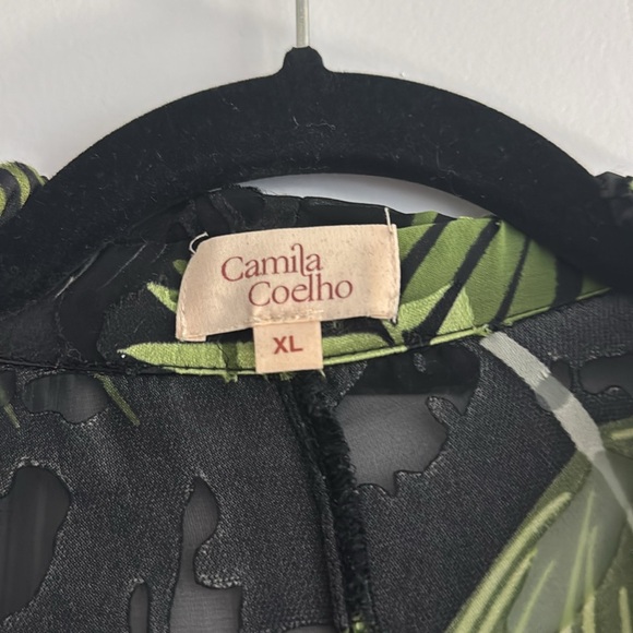 Camila Coelho REVOLVE Amelia Tropical Leaf Print Romper Green Tie Waist (XL) - Picture 4 of 4